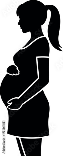 Pregnant woman silhouette health and wellness