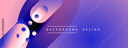 Abstract gradient background. Pink, purple hues blend smoothly. Spheres create dynamic visual interest. Modern design element.
