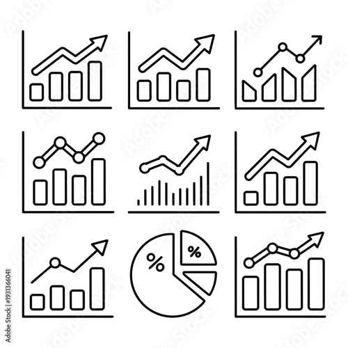 Set Line Icons For Infographics And Data