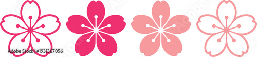 Pink and magenta cherry blossom flower icons symbolizing springtime and natural beauty