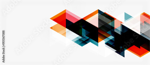 Free Download Abstract geometric shapes overlap, creating dynamic composition. Red, black, orange hues dominate white background. Modern design elements present. - GFXLoad