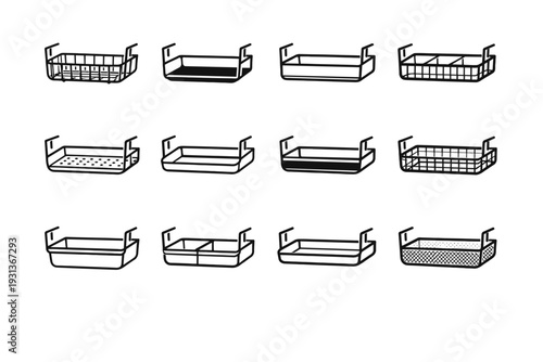 Solid shelf form bottom under icon outline containment geometry vector tray platform