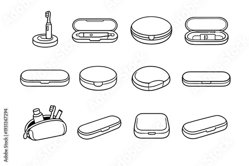 Protective hygiene toothbrush smart form icon refined accessory outline charger charging smooth