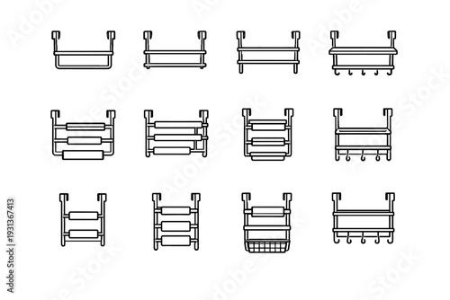 Layout organizer vector door structured space over icon bars design towel hanging