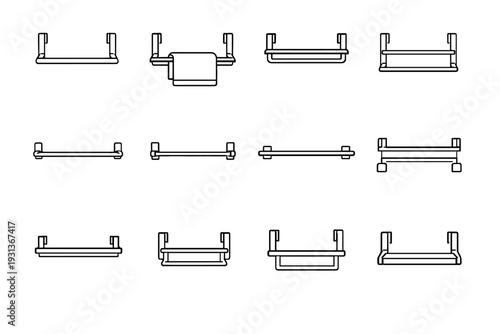 Form rod minimalist icon support over vector simple modern towel single door