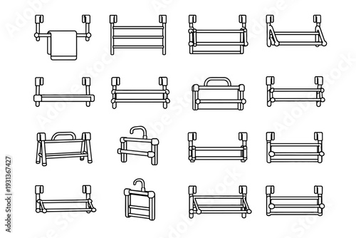 Icon towel construction hanging vector aluminum rack bathroom door hollow structure bar