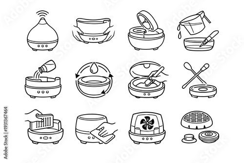 Smart functional tank container aroma diffuser removable lid icon proportions vector water