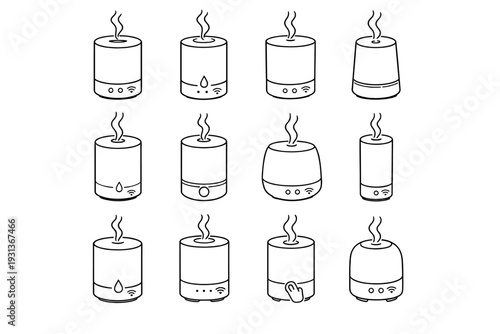 Smart vector icons diffuser reduced matte surface understated icon design interior silhouette