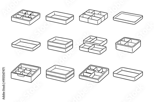 Modern geometry drawer divider organizer stackable storage lightweight icons corner icon vector