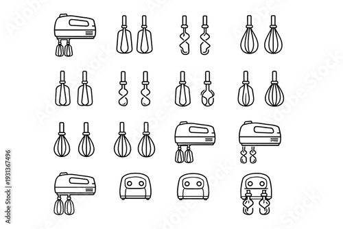 Icon whisk mixer icons balanced setup beater vector blending cordless silhouette