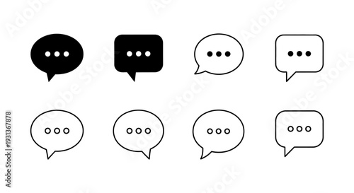 minimalist chat bubbles icon set for digital communication and online messaging apps