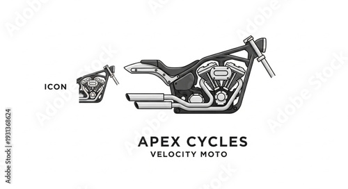 Motorcycle Engine and Frame Illustration with Text.
