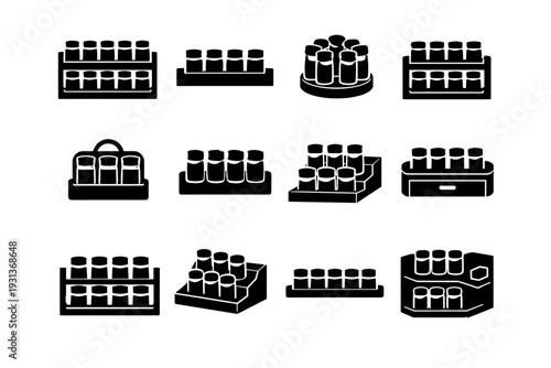 Icon silhouette bottle image accessory countertop simple spice vector rack compact holder