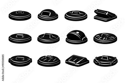 Part trash icon lid sanitation design construction durable cover vector daily utility