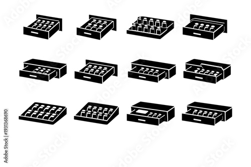 Tray drawer seasoning rack horizontal spice icon system organizer generation image simple