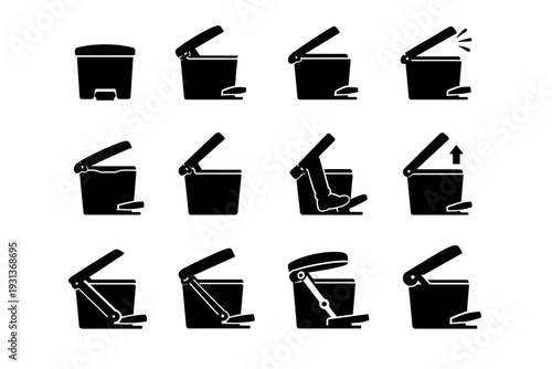 Lid control solid simple generation element trash icon controlled image vector system