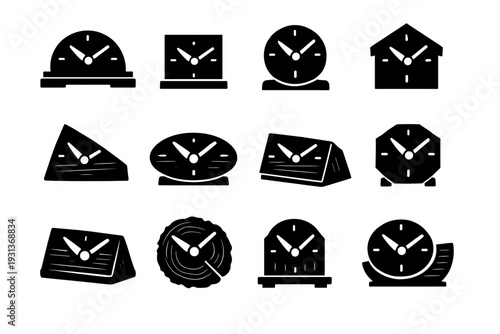 Wood image generation office decor icon wooden clock silhouette cozy object simple