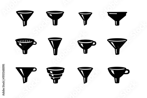 Funnel narrow helper neck compact accessory icon silhouette image simple generation vector