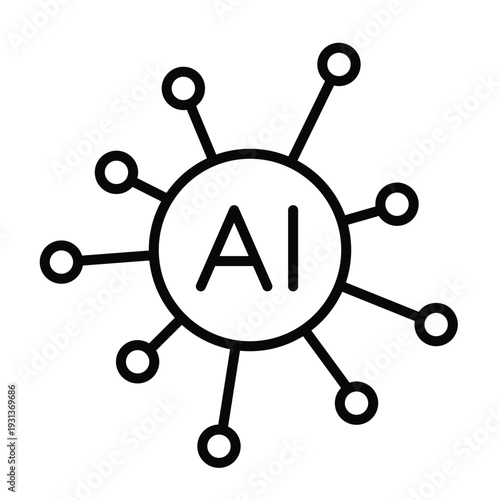 Ai omni channel for marketing strategy concept. artificial intelligence outline icon for automation business service technology. virtual intelligence network management software tech online service.