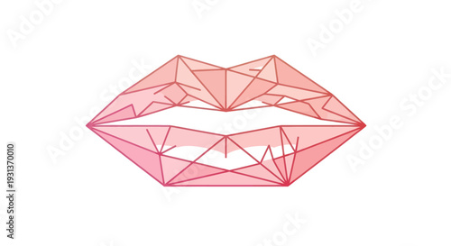 Geometric Lips Design with Pink Gradient