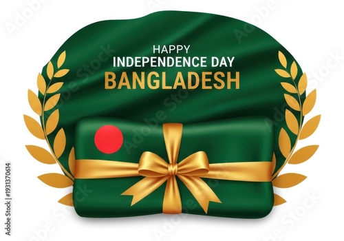 Celebrating happy independence day of bangladesh with a festive wreath