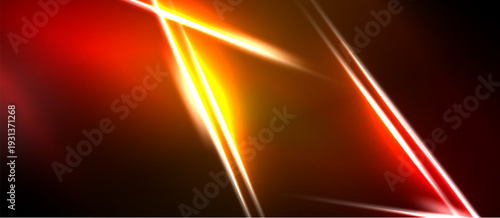 Abstract lines, vibrant colors, dynamic energy. Red, orange, yellow gradients create modern visual impact. Brightness contrasts with darkness.