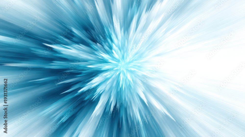 Obraz premium Explosive Blue Light Emanating from a Clean White Backdrop with Modern Vibes for Artistic Visuals