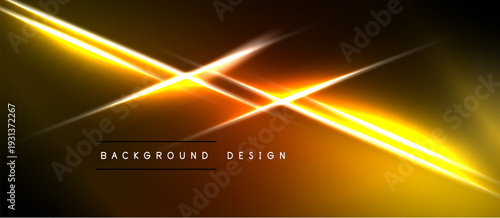Dynamic golden lines intersect dark backdrop. Bright energy radiates from central point, creating modern visual effect.