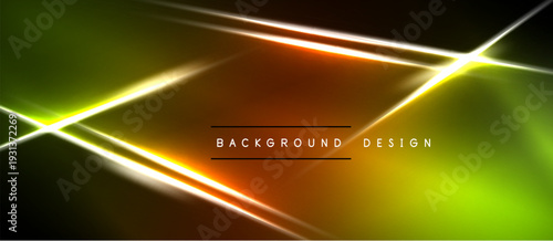 Abstract neon lines over dark background. Vibrant yellow, orange hues create dynamic visual effect. Modern design element.