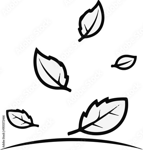 Falling leaves on a white background, simple illustration