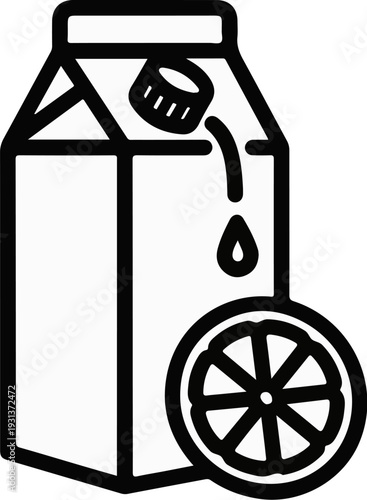 Icon of a carton pouring juice next to a citrus slice
