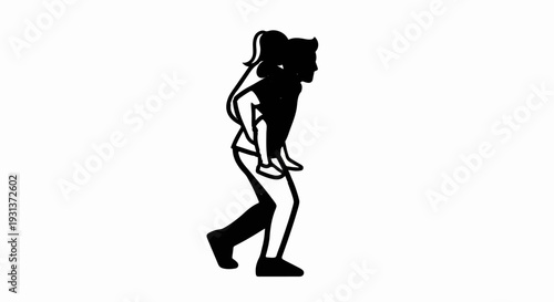 Silhouette of a person giving another person a piggyback ride