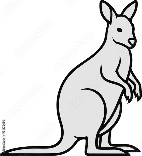 Simple cartoon illustration of a kangaroo
