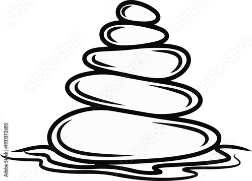 Stacked smooth stones create a peaceful, balanced zen tower on wavy water