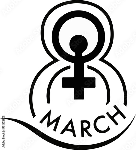 Stylized female symbol forming figure 8 with word March below