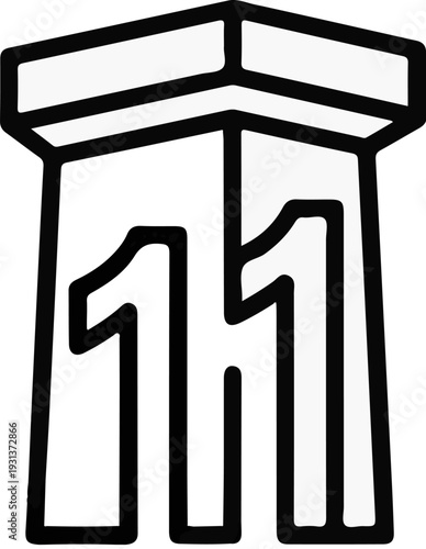 Stylized outline of two pillars forming a numeral eleven icon
