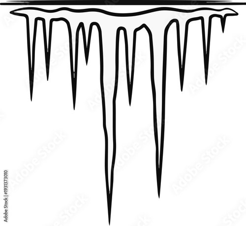 Winter scene with icicles hanging from an overhang