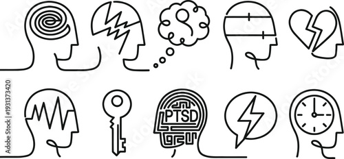 Set of 10 mental health icons vector