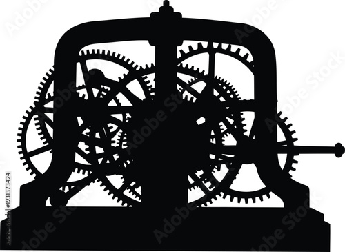 Mechanical clockwork gears, intricate machinery for timekeeping vector illustration