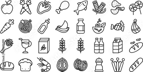 Set of 30 food icons vector