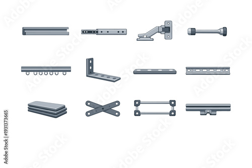 Curtain arm icon rail shim simple shelving frame generation vector support image