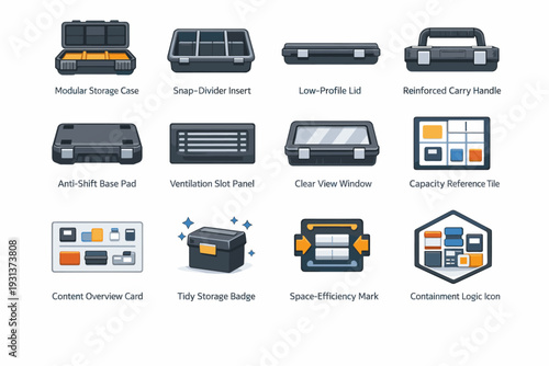 Case containment vector lid base window storage modern icons icon function carry