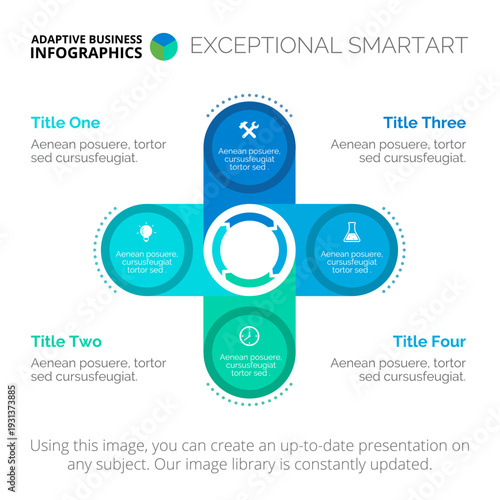 Four Step Circle Diagram Slide Template