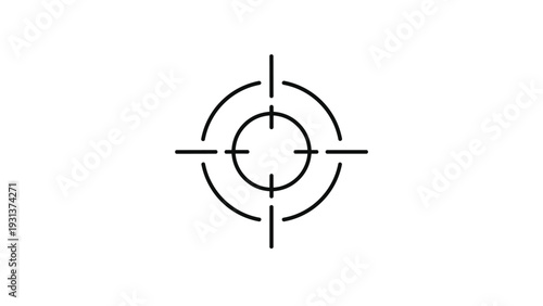 Minimalist black line crosshair or target icon represents focus and precision goal setting on a clean white background.