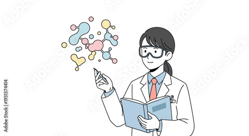 Female Scientist Analyzing Molecular Structure in Lab.