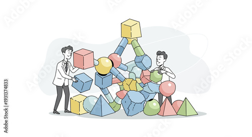 Children Playing with Colored Building Blocks.