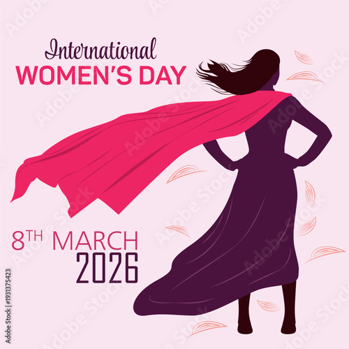 International Women’s Day 2026 Strong Woman Hero Illustration