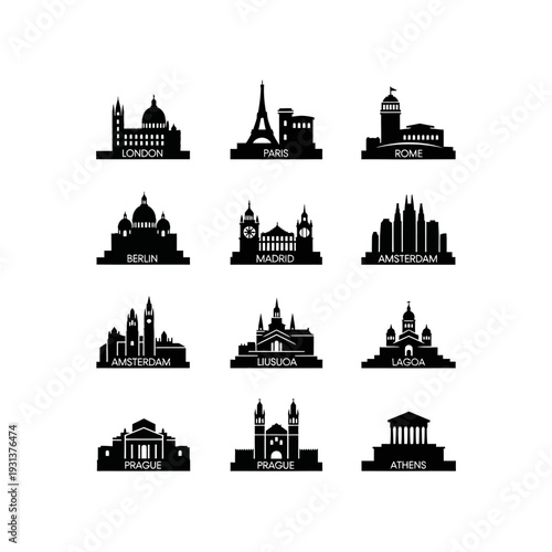 European City Landmarks Silhouette Collection.