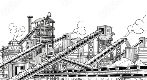 Industrial Factory with Conveyer Belts.