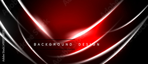 Abstract red, black design. Dynamic curves create modern, sleek visual effect. Text reads background design. Minimalist style.